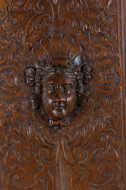 Carved walnut sideboard with four doors and...