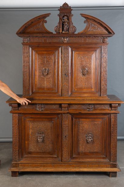 Carved walnut sideboard with four doors and...