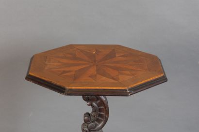 Side table with an octagonal top in star-patterned...