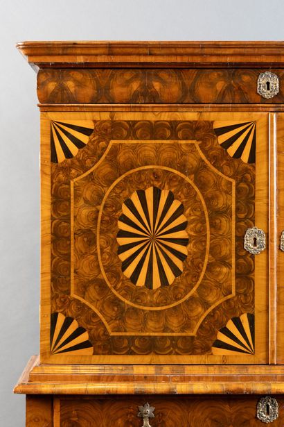Cabinet with a front featuring one drawer...