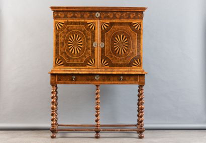 Cabinet with a front featuring one drawer...
