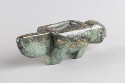 Ceremonial mortar depicting a stylized turtle....