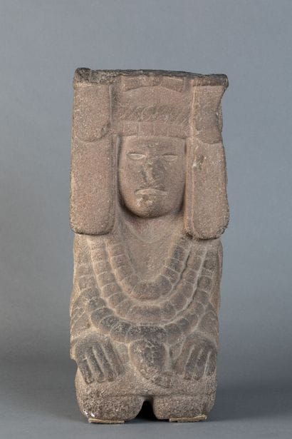 Goddess of corn. She is depicted seated with...