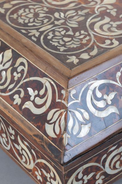 Shawl box with mother-of-pearl inlay on a...