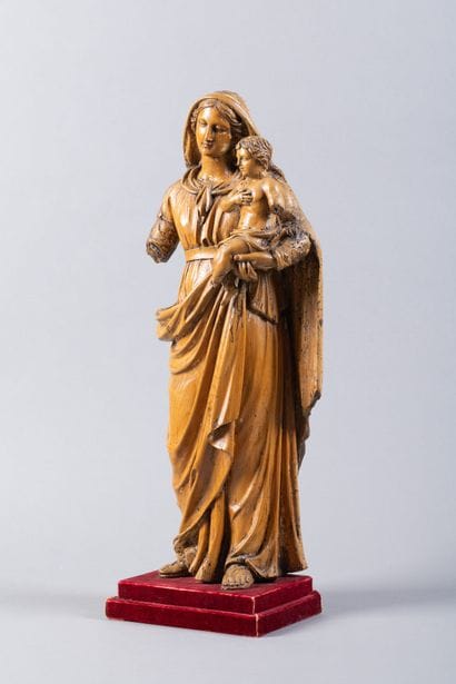Virgin and Child carved in the round from...