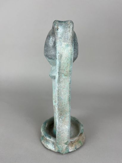 Oil lamp. Blue-glazed terracotta. Height:...