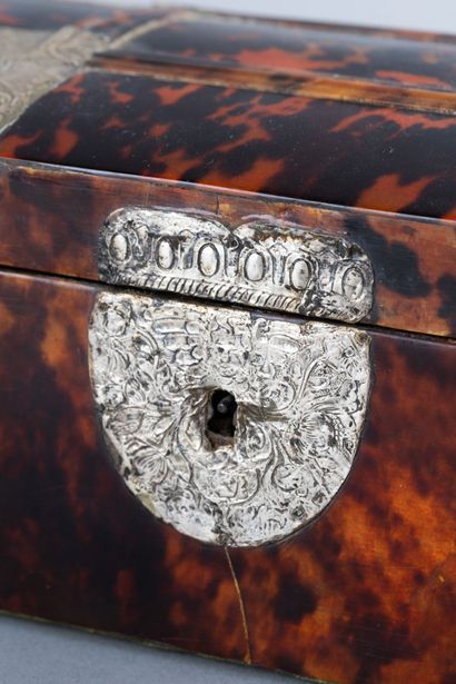 Box with a domed tortoiseshell lid and embossed...