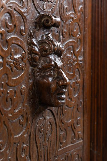 Carved walnut sideboard with four doors and...