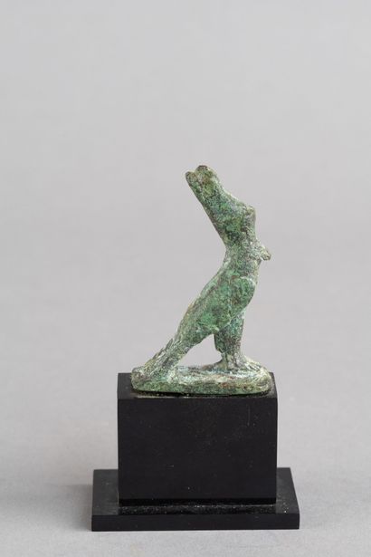 Statuette depicting the falcon Horus wearing...
