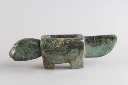 Ceremonial mortar depicting a stylized turtle....