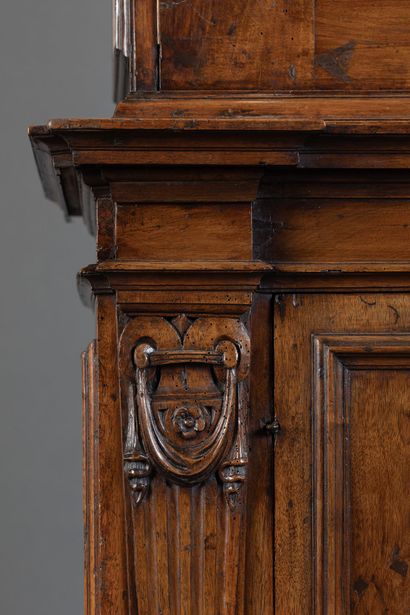 Walnut cabinet with secret compartments;...
