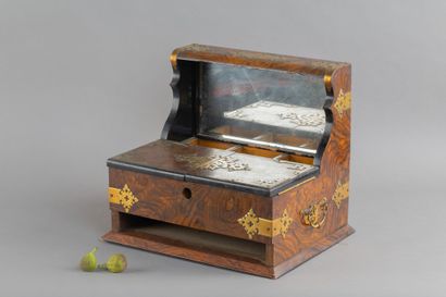 'Writing desk cabinet in burl walnut, with...