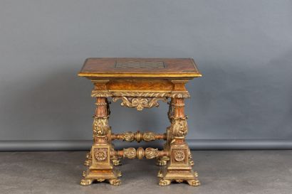 Lacquered and gilded wooden game table.
In...