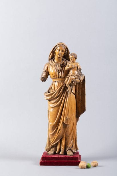 Virgin and Child carved in the round from...