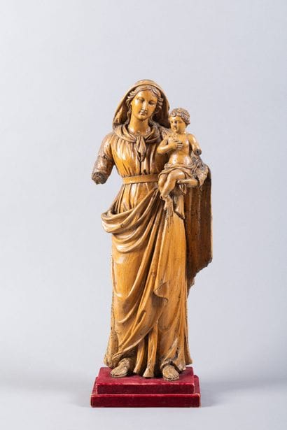 Virgin and Child carved in the round from...