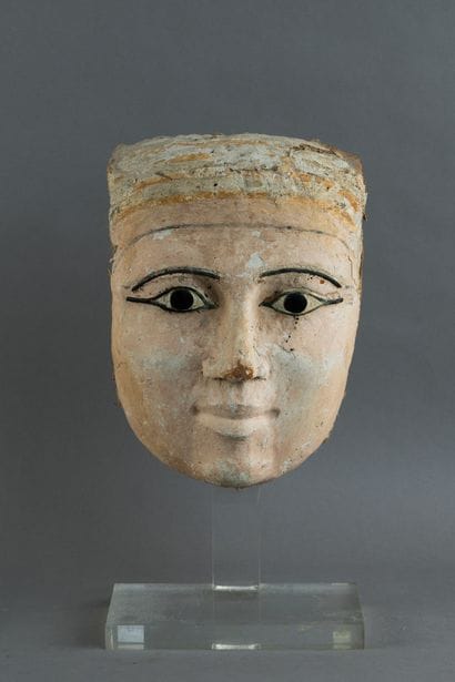 Large anthropomorphic mask from a sarcophagus...