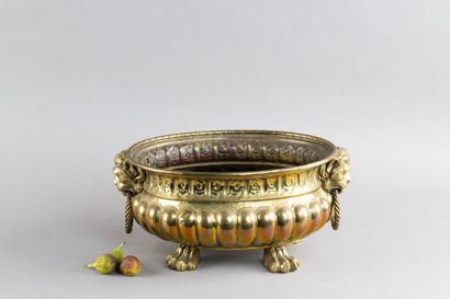 Copper cooling basin with gadroons, claw...