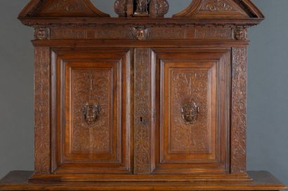 Carved walnut sideboard with four doors and...