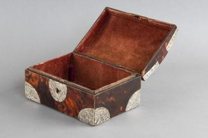 Box with a domed tortoiseshell lid and embossed...