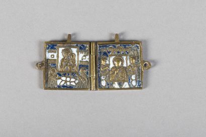 A diptych travel icon depicting the Virgin...