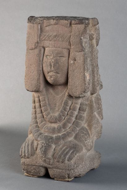 Goddess of corn. She is depicted seated with...