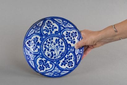 Ceramic plate decorated with blue-and-white...