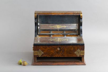 'Writing desk cabinet in burl walnut, with...