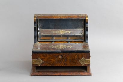 'Writing desk cabinet in burl walnut, with...