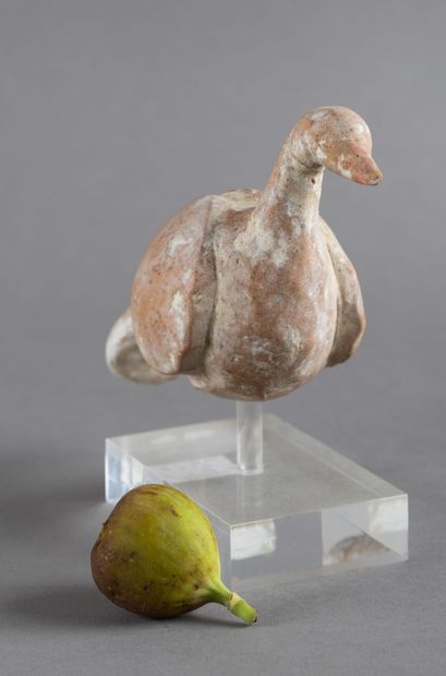 Statuette cygne en terre cuite bige. 
Art...