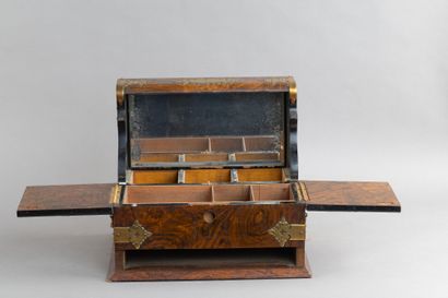 'Writing desk cabinet in burl walnut, with...