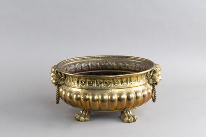 Copper cooling basin with gadroons, claw...