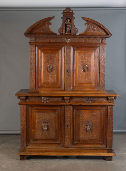 Carved walnut sideboard with four doors and...