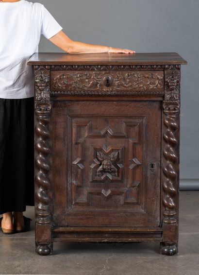 Oak sideboard with one drawer and a molded...