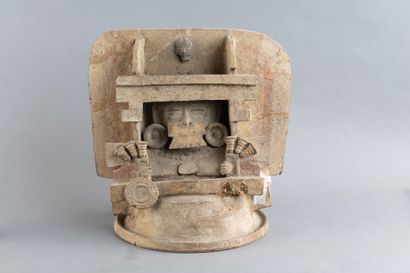 Lid of a censer. In the center, the face—adorned...