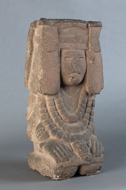 Goddess of corn. She is depicted seated with...