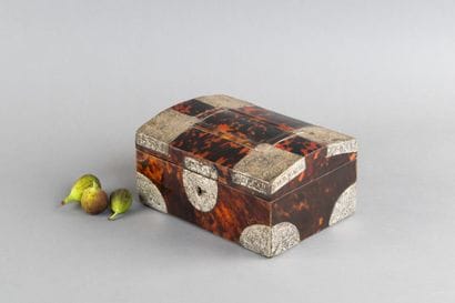 Box with a domed tortoiseshell lid and embossed...