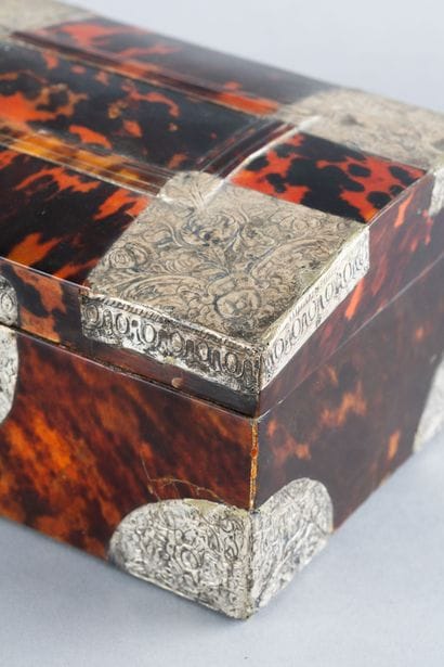 Box with a domed tortoiseshell lid and embossed...