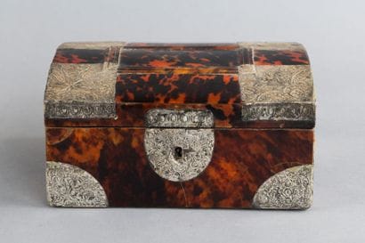 Box with a domed tortoiseshell lid and embossed...