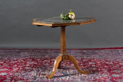 Mahogany side table with ebony inlays, octagonal...