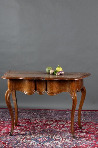 Oak game table, with a molded tabletop featuring...