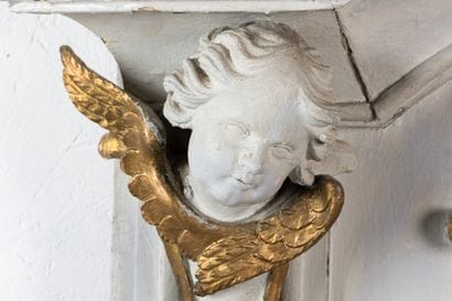 Curved trumeau made of lacquered and gilded...