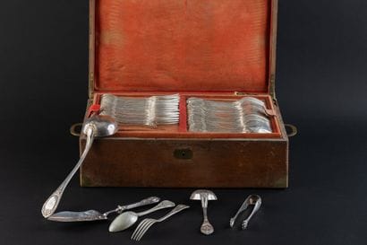 Silver (950) cutlery set (92 pieces). 
PARIS,...