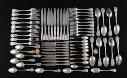 SILVER (925) CUTLERY SET (63 pieces)
PARIS,...