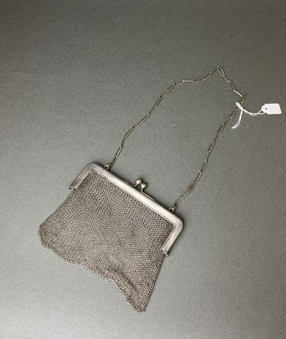 Silver (800) BALL BAG.
Square in shape, metal...