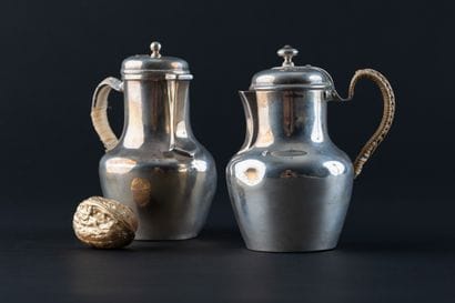 TWO SILVER COFFEE POTS (950). 
PARIS, silversmiths...
