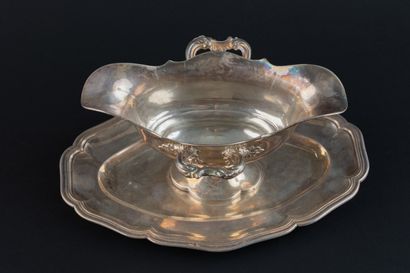 SILVER SAUCEBOWL AND TRAY (950).
PARIS, Auguste...