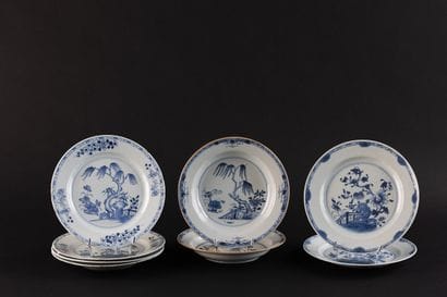 CHINE, Compagnie des Indes
Suite de 8 assiettes...