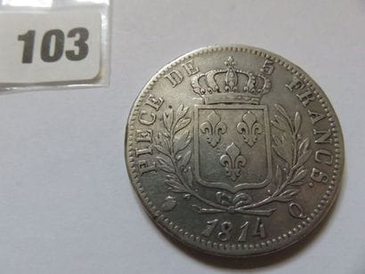 France - 5 Francs Louis XVIII, buste habillé...