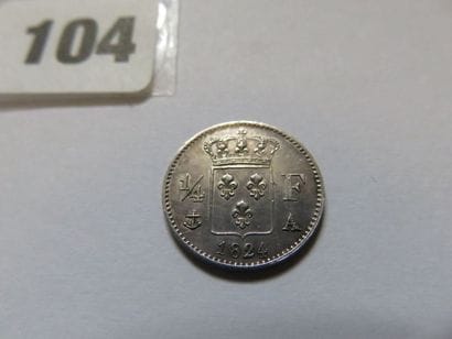 France - 1/4 Franc Louis XVIII 1824 A (argent,...