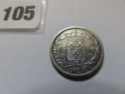 France - Demi-Franc Louis XVIII 1824 A (argent,...